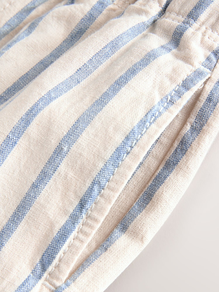 Blue/Ecru Wide Fit Linen Blend Pull on Trousers (3mths-7yrs) - Image 4 of 4