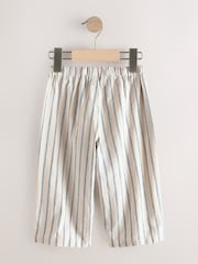 Blue/Ecru Wide Fit Linen Blend Pull on Trousers (3mths-7yrs) - Image 5 of 7