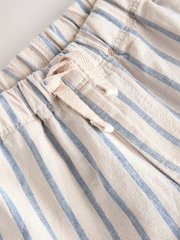 Blue/Ecru Wide Fit Linen Blend Pull on Trousers (3mths-7yrs) - Image 6 of 7