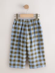 Blue Gingham Wide Fit Linen Blend Pull on Trousers (3mths-7yrs) - Image 2 of 4
