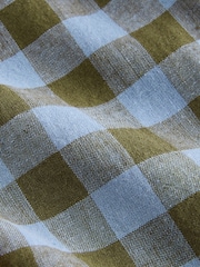 Blue Gingham Wide Fit Linen Blend Pull on Trousers (3mths-7yrs) - Image 3 of 4