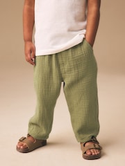 Olive Green Soft Textured Pull On Trousers (3mths-7yrs) - Image 1 of 3