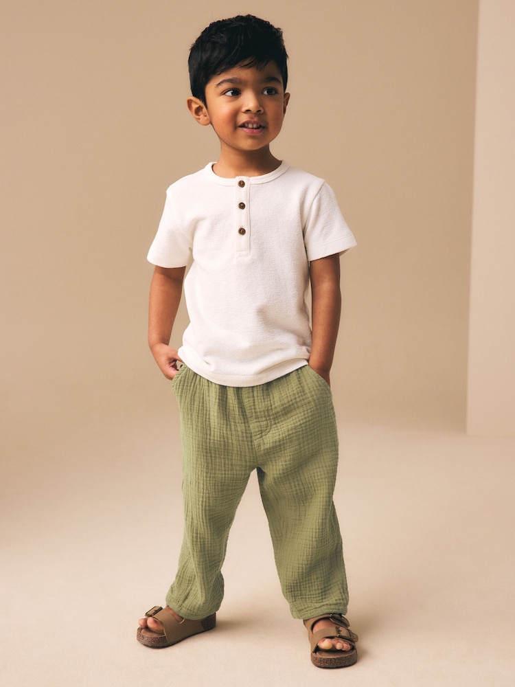 Olive Green Soft Textured Pull On Trousers (3mths-7yrs) - Image 2 of 3