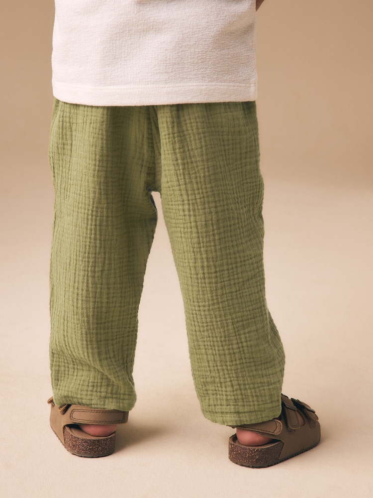 Olive Green Soft Textured Pull On Trousers (3mths-7yrs) - Image 3 of 3