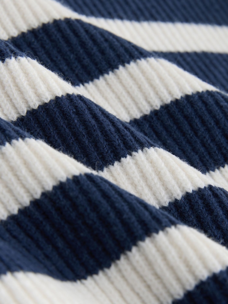 Navy Blue/Ecru Stripe Knitted Quarter Zip Jumper (3mths-7yrs) - Image 4 of 4 Navy Blue/Ecru Stripe Knitted Quarter Zip Jumper (3mths-7yrs) - Image 4 of 4