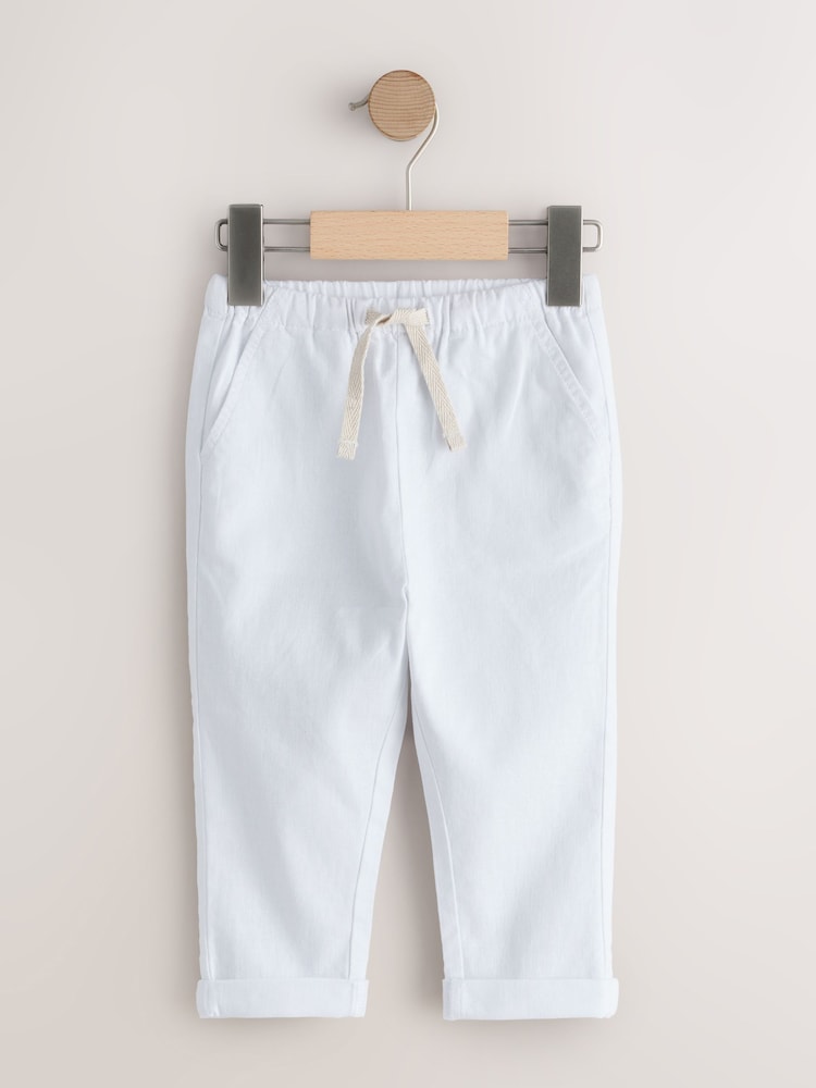 Blanco - Pantalones de mezcla de lino sin cierres (3 meses-7 años) - Imagen 1 de 5