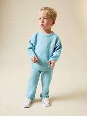 Svetlo Plavo - Komplet pletenih džempera i džogera sa izrezom (3mesec-7godina) - Slika 1 od 9
