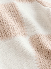 Neutral Checkerboard Knitted Polo Shirt and Shorts Set (3mths-10yrs) - Image 5 of 5