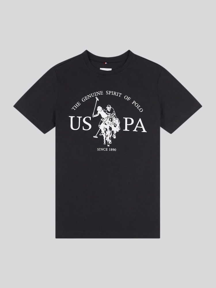 U.S. Polo Assn. Black Boys Graphic Print 100% Cotton T-Shirt - Image 1 of 3