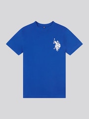 U.S. Polo Assn. Blue Large Boys Double Horsemen Graphic Print 100% Cotton T-Shirt - Image 1 of 3