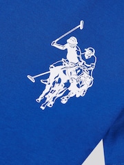 U.S. Polo Assn. Blue Large Boys Double Horsemen Graphic Print 100% Cotton T-Shirt - Image 3 of 3