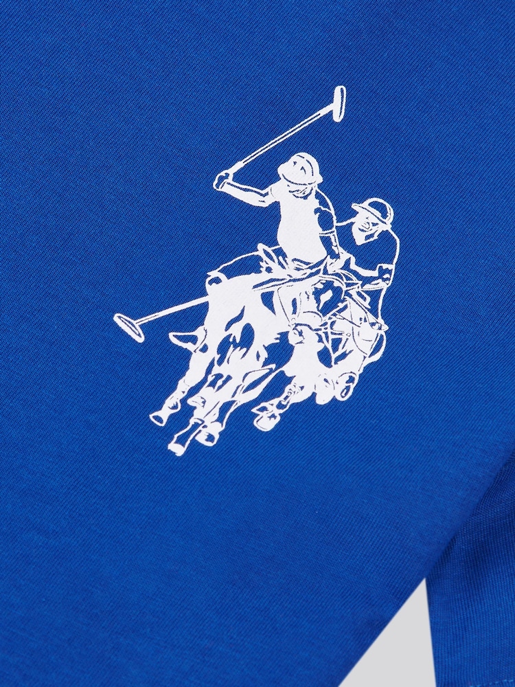 U.S. Polo Assn. Blue Large Boys Double Horsemen Graphic Print 100% Cotton T-Shirt - Image 3 of 3