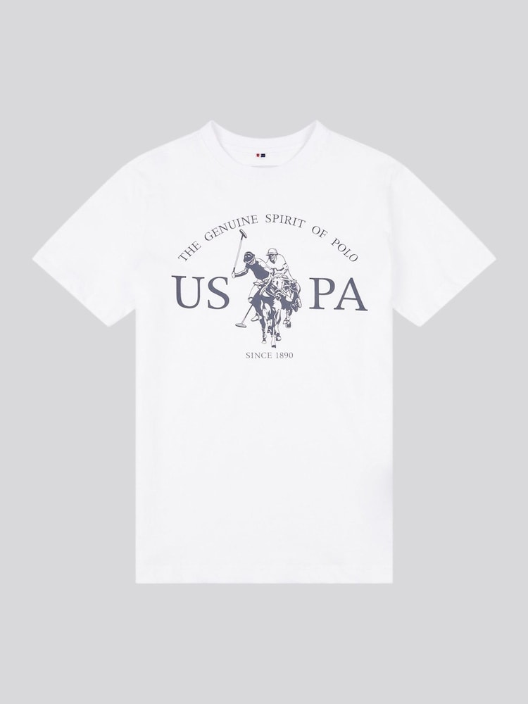 U.S. Polo Assn. White Boys Graphic Print 100% Cotton T-Shirt - Image 1 of 3