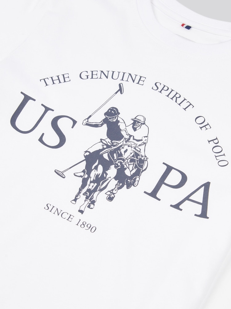 U.S. Polo Assn. White Boys Graphic Print 100% Cotton T-Shirt - Image 3 of 3