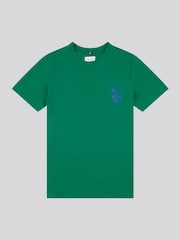 U.S. Polo Assn. Green Large Boys Double Horsemen Graphic Print 100% Cotton T-Shirt - Image 1 of 3