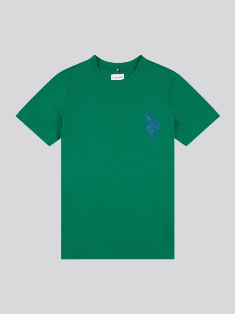 U.S. Polo Assn. Green Large Boys Double Horsemen Graphic Print 100% Cotton T-Shirt - Image 1 of 3