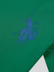 U.S. Polo Assn. Green Large Boys Double Horsemen Graphic Print 100% Cotton T-Shirt - Image 3 of 3