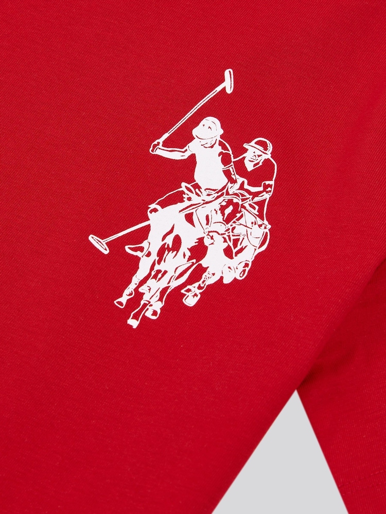 U.S. Polo Assn. Red Large Boys Double Horsemen Graphic Print 100% Cotton T-Shirt - Image 3 of 3