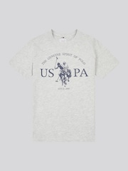 U.S. Polo Assn. Grey Boys Graphic Print 100% Cotton T-Shirt - Image 1 of 3
