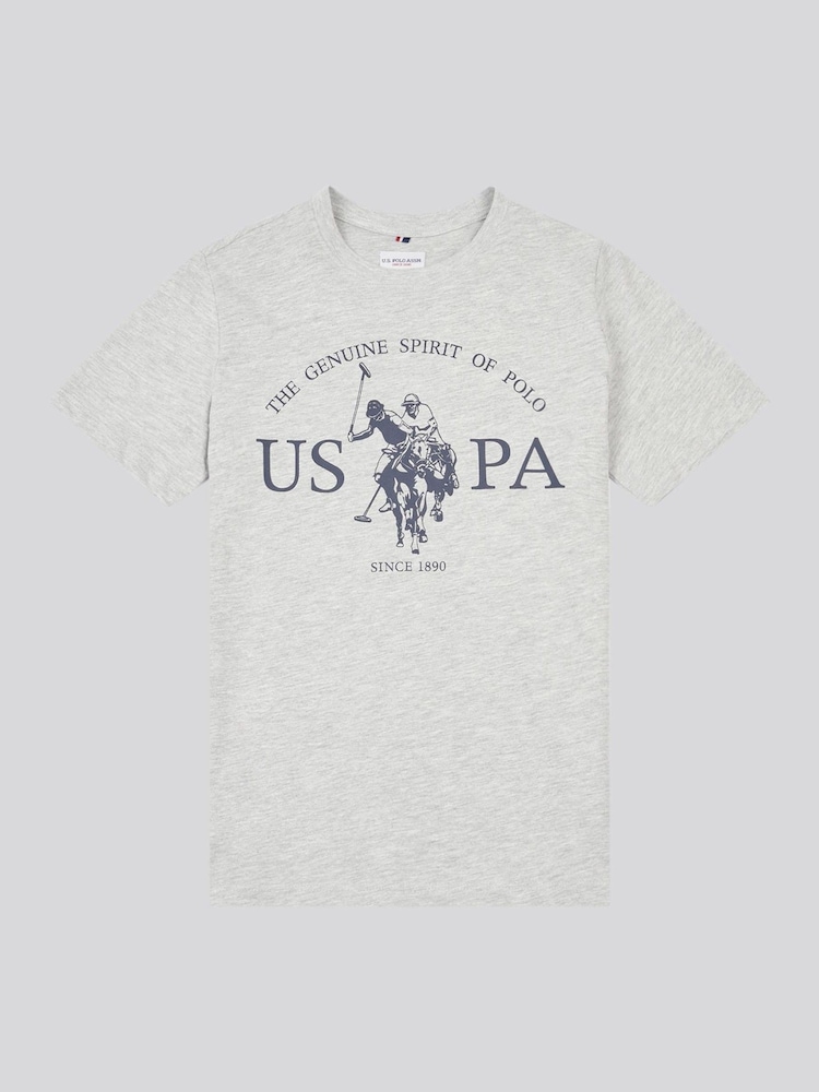 U.S. Polo Assn. Grey Boys Graphic Print 100% Cotton T-Shirt - Image 1 of 3