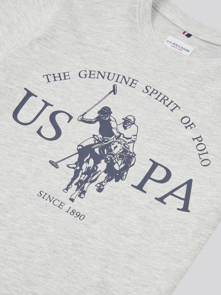 U.S. Polo Assn. Grey Boys Graphic Print 100% Cotton T-Shirt - Image 3 of 3