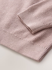 Rosa escuro - Suéter de malha de algodão com gola redonda (3-16anos) - Imagem 4 de 4