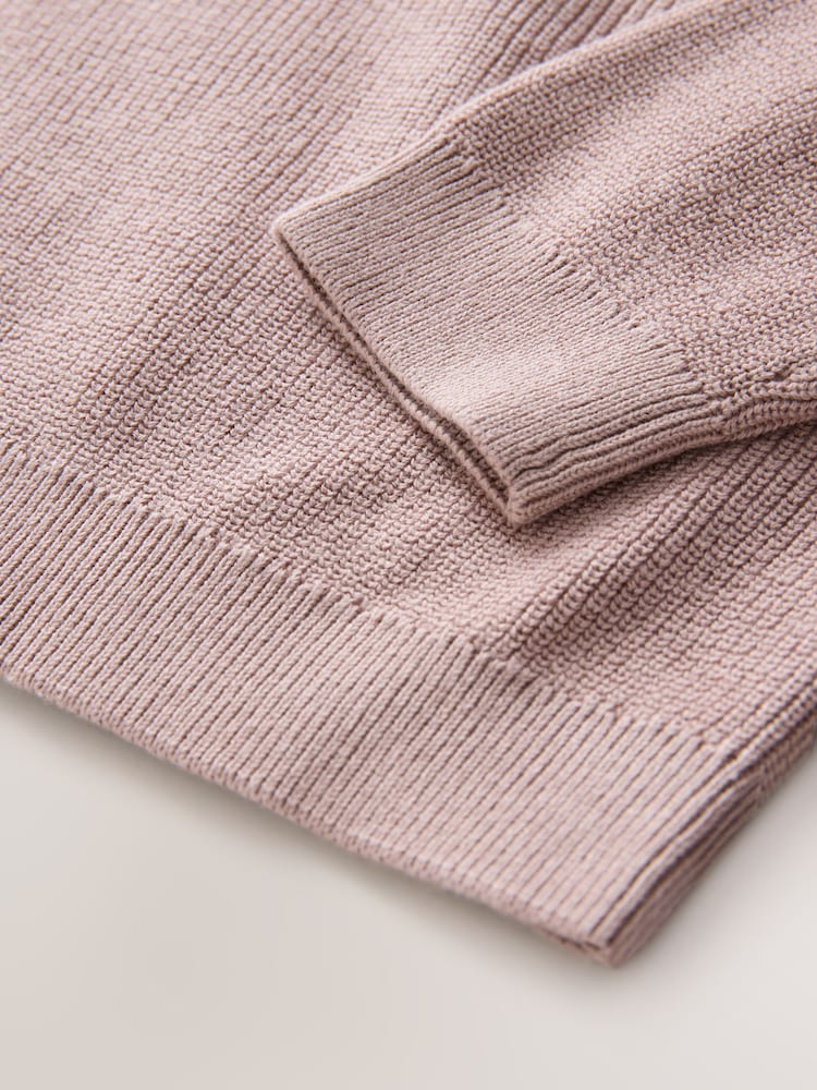 Rosa escuro - Suéter de malha de algodão com gola redonda (3-16anos) - Imagem 4 de 4