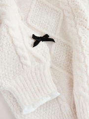 Ecru Collar Layer Cable Knit Bow Jumper - Image 3 of 3