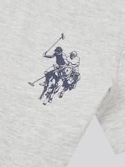 U.S. Polo Assn. Grey Large Boys Double Horsemen Graphic Print 100% Cotton T-Shirt - Image 3 of 3