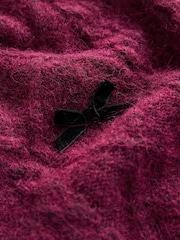 Burgundy Red Collar Layer Cable Knit Bow Jumper - Image 3 of 3