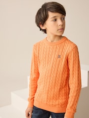 Naranja - Jersey de punto trenzado y cuello redondo (3-16 años) - Imagen 1 de 3