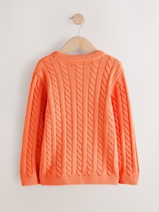 Orange Cable Knit Crew Neck Jumper (3-16yrs) - Image 5 of 7