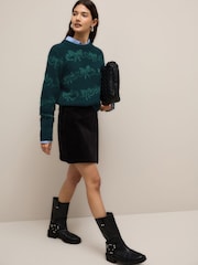 Teal Blue Sparkle Tinsel Bow Christmas Jumper - Image 2 of 8