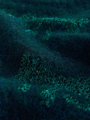 Teal Blue Sparkle Tinsel Bow Christmas Jumper - Image 6 of 8