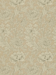 Morris & Co Chrysanthemum Toile Ivory Gold Chrysanthemum Toile Morris  Friends 10M Wallpaper - Image 1 of 1