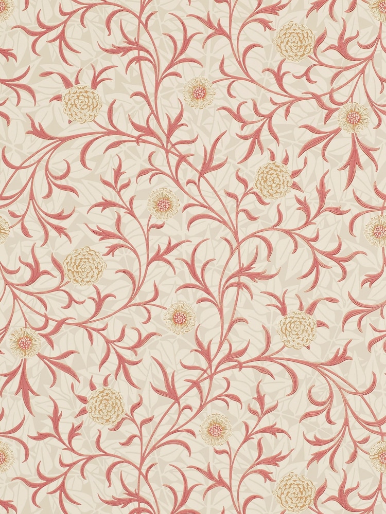 Morris & Co Scroll Light Brick Buff Scroll Morris  Friends 10M Wallpaper - Image 1 of 1