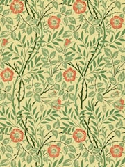 Morris & Co Sweet Briar Green Blue Rust Sweet Briar Morris  Friends 10M Wallpaper - Image 1 of 1