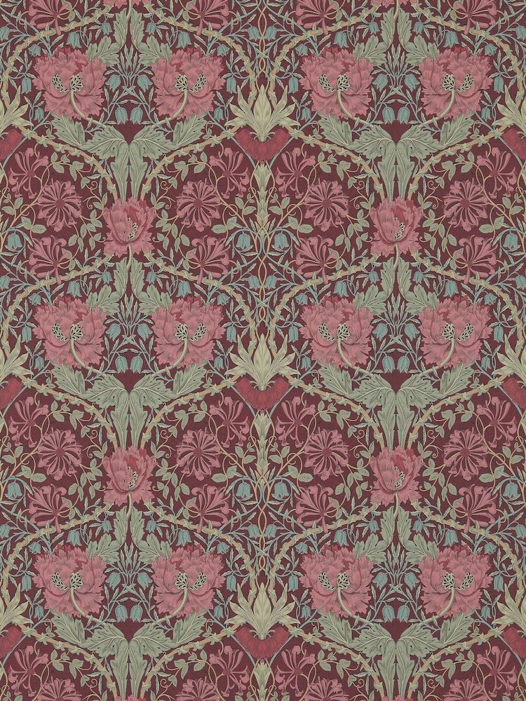 Morris & Co Honeysuckle Tulip Burgundy Sage Honeysuckle  Tulip Morris  Friends 10M Wallpaper - Image 1 of 1