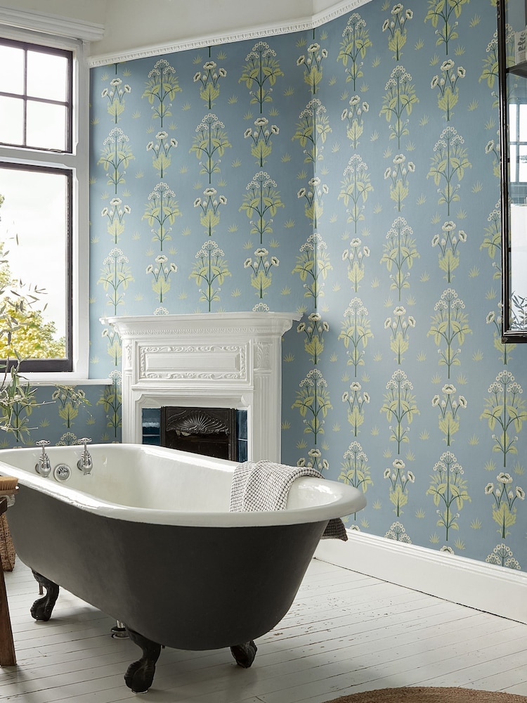 Morris & Co Meadow Sweet Mineral Blue Meadow Sweet Morris  Friends 10M Wallpaper - Image 2 of 3