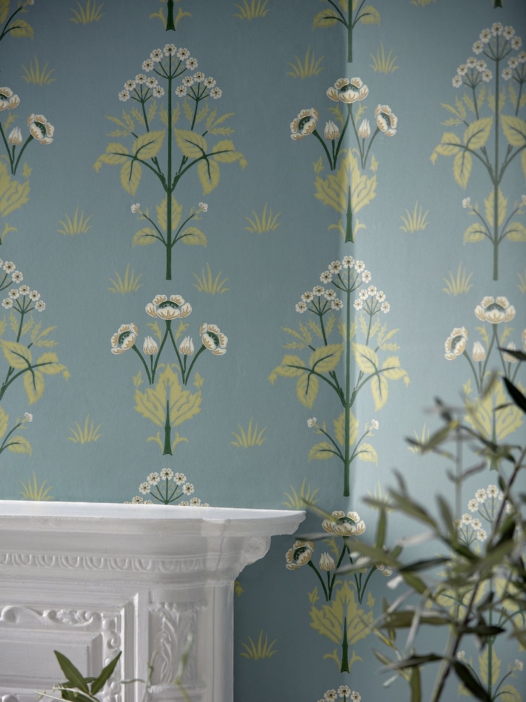 Morris & Co Meadow Sweet Mineral Blue Meadow Sweet Morris  Friends 10M Wallpaper - Image 3 of 3