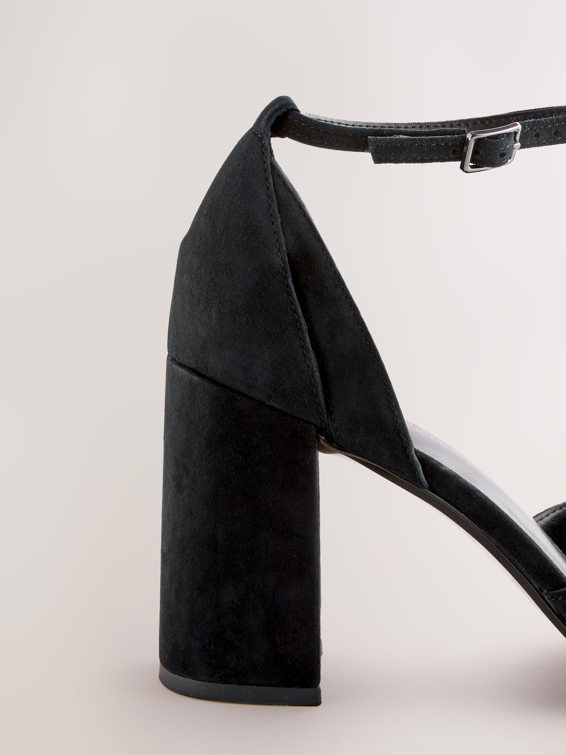 Buy Black Forever Comfort® Leather T-Bar Cutout Closed Toe Block