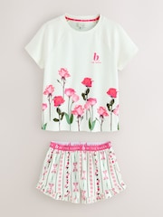 B by Ted Baker White/Pink Pyjamas Shorts Set - Image 1 of 5