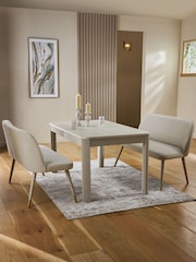 Soft Velvet Pebble Valencia Dining Table and Bench Set - Image 1 of 10