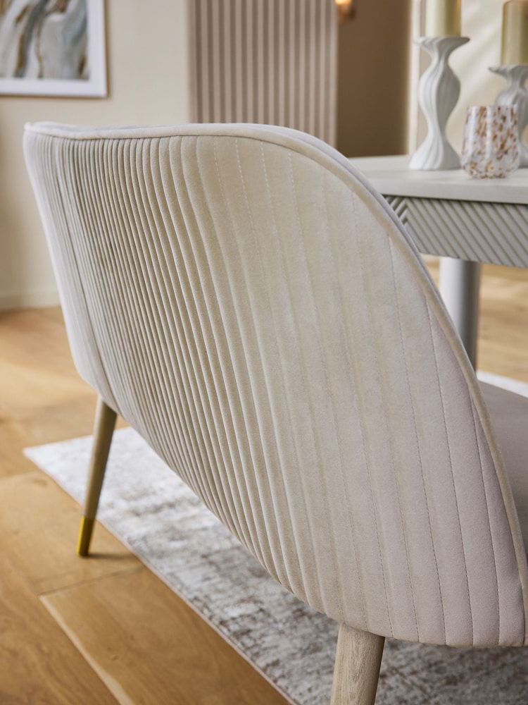 Soft Velvet Pebble Valencia Dining Table and Bench Set - Image 2 of 10