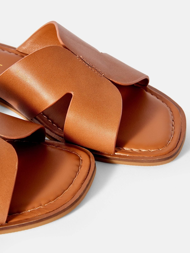 Mint Velvet Brown Darcie Leather Flat Sandals - Image 6 of 6 Mint Velvet Brown Darcie Leather Flat Sandals - Image 6 of 6