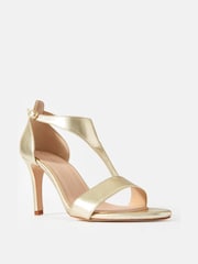 Mint Velvet Gold Tina Leather Strap Heels - Image 3 of 3