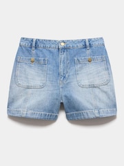 Mint Velvet Blue Mid Wash 100% Cotton Denim Shorts - Image 7 of 8