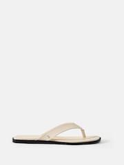 Mint Velvet Cream Lula Leather Flip Flops - Image 3 of 6
