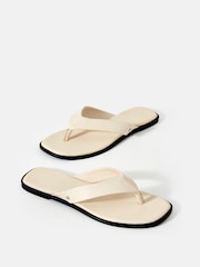 Mint Velvet Cream Lula Leather Flip Flops - Image 4 of 6