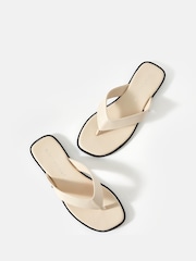 Mint Velvet Cream Lula Leather Flip Flops - Image 5 of 6